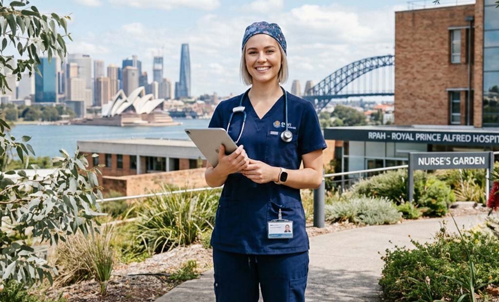 Nurse with AHPRA registration certificate