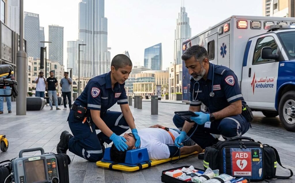 Emergency medical technician at work