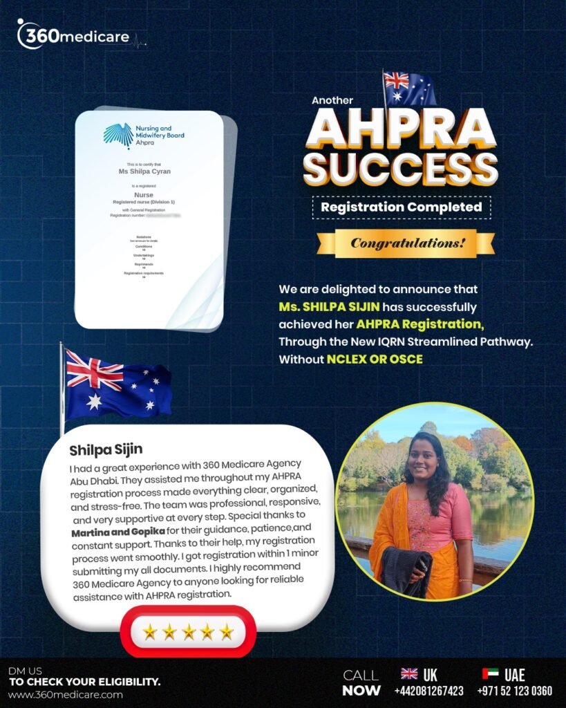 Shilpa Sijin AHPRA registration success story with 360 Medicare