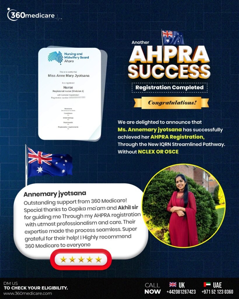 Annemary Jyotsana AHPRA registration success story with 360 Medicare