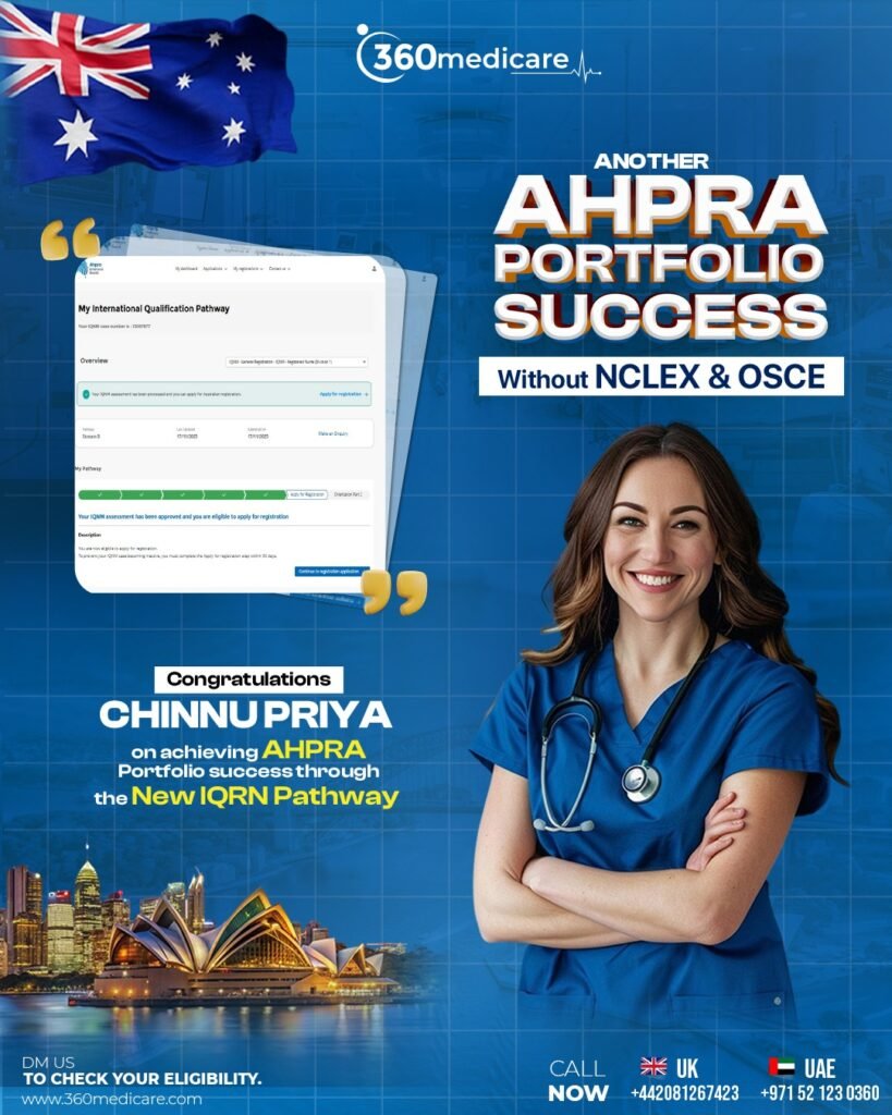 Chinnu Priya AHPRA portfolio success story with 360 Medicare