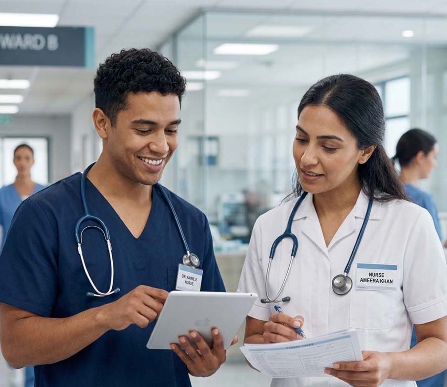 Nurses in a hospital setting