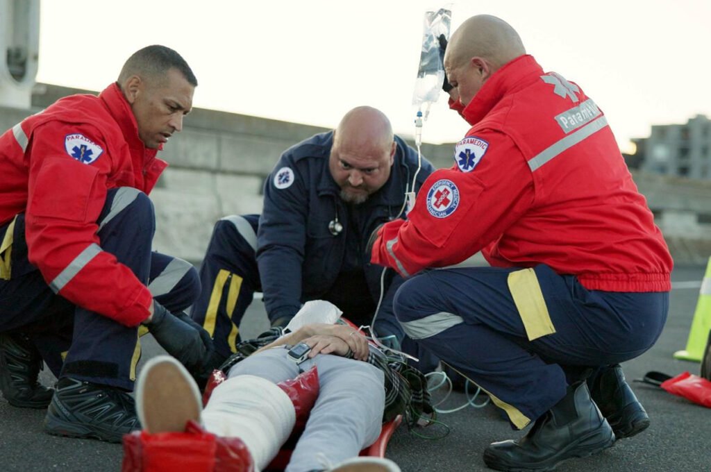 Emergency medical technician at work